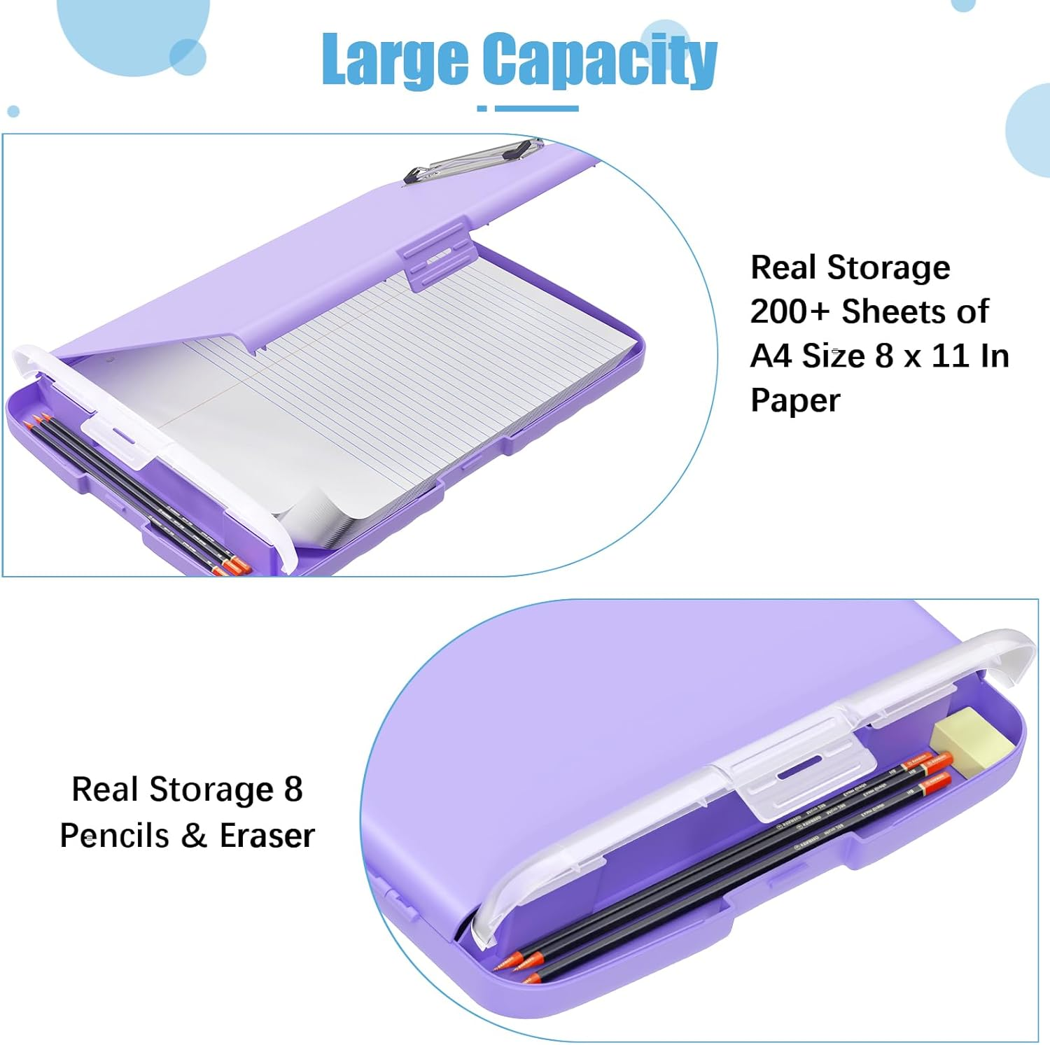 Hongri Clipboard with Storage with Pen Holder, Folder Nursing Clip Board 8.5 X 11 Foilo-Side Opening, High Capacity, Light Weight for Teachers, Classroom. Size 14 X 9.6 X 1.2 In(Purple) - Blue image number 6