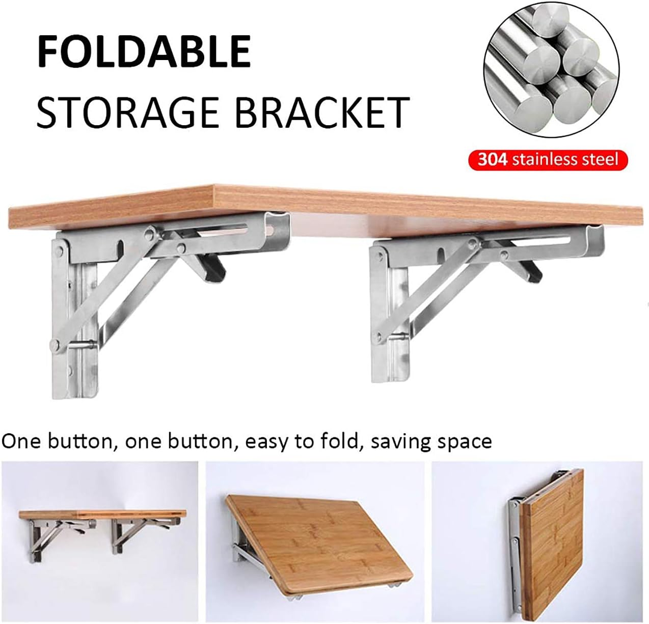 Folding Shelf Brackets,2 Pcs Shelf Brackets,L Brackets for Shelves,Floating Shelf Bracket,Metal Shelf Brackets on Wall,304 Stainless Steel L Type.(304 Folding Shelf Brackets 14&ldquo;) image number 1