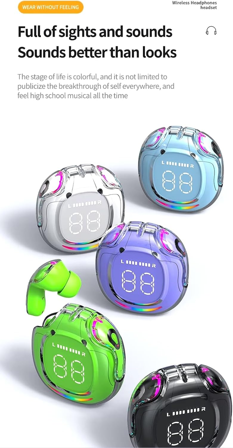 ELLENNE Slim Slim Headphones Bluetooth 5.3 AIR40 White Black Gaming Low Latency Wireless TWS Dual Channel Transparent (White) image number 5