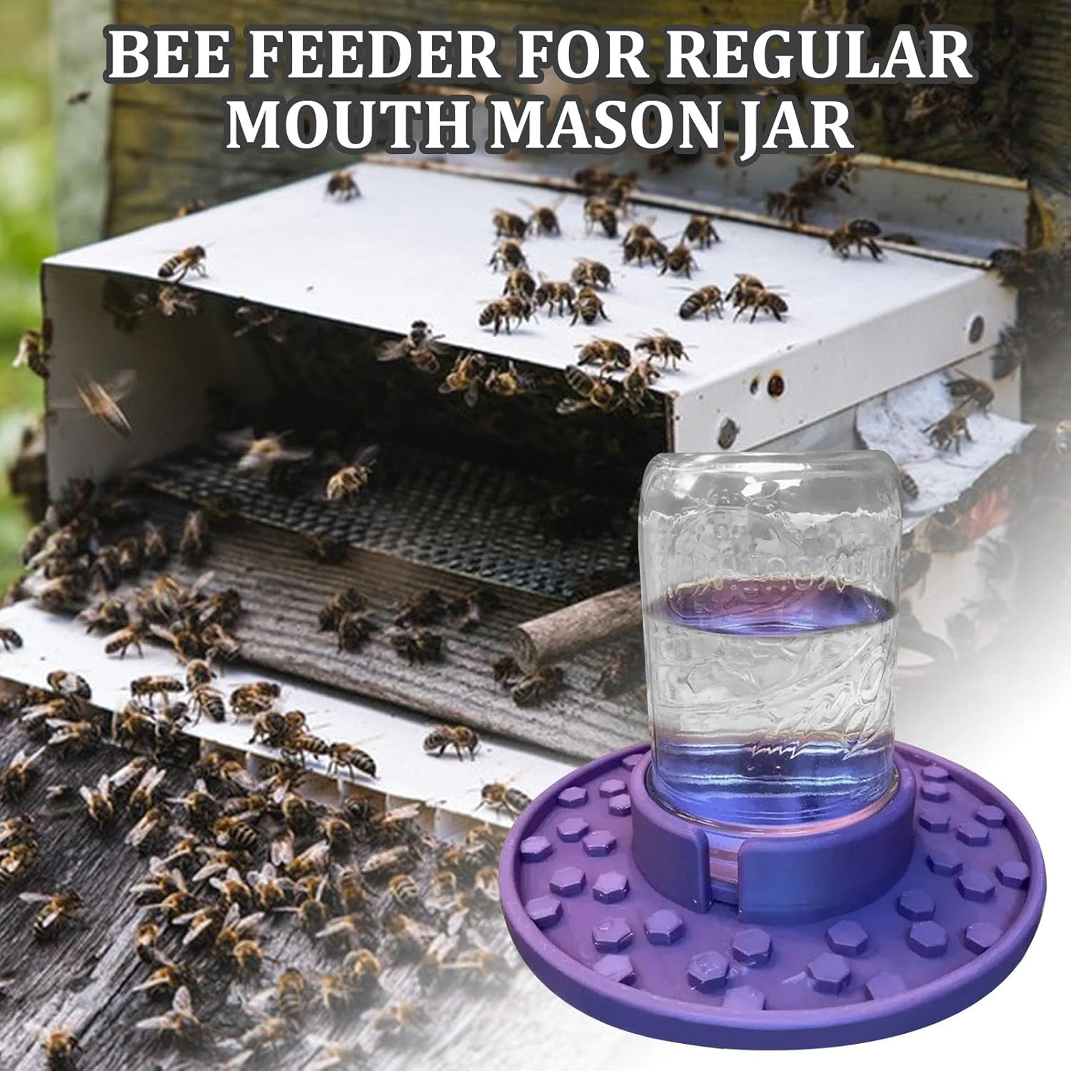 Bee Watering Station Mason Jar,Mason Jar Sugar Water Feeder for Bees - Hive Entrance Feeder, Bee Cups for Garden, Honey Bee Feeder, Used to Feed Water or Sugar Syrup, Bee Drinking Beekeeping Equipment