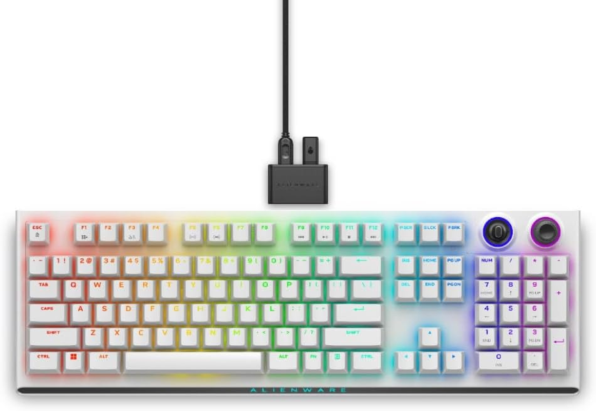 Dell Alienware AW920K Wireless Gaming Keyboard QWERTY US English Lunar Light Cherry MX Red Switches (2.4 Ghz & Bluetooth 5.1) &ndash; up to 110 H Runtime, Per-Key 16.8 Million RGB Backlight &ndash; Black image number 5