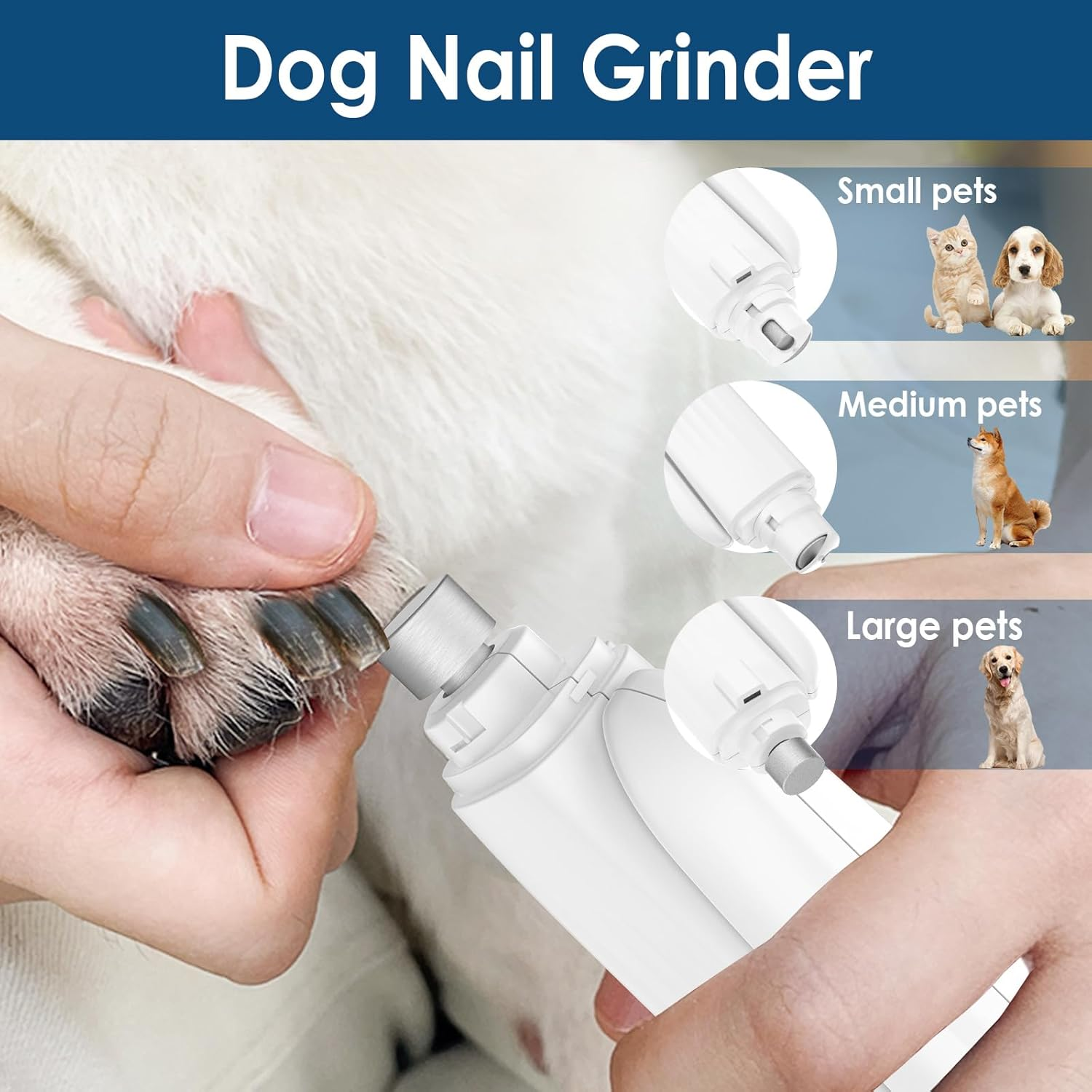 Simpeak 2-In-1 Pets Nail Clippers with LED Light, Electric Dog Nail Grinder Cat Nail Trimmer Paws Smoothing with Power Display, Safe Professional Paws Grooming & Smoothing Tool for L/M/S Dogs/Cats image number 1