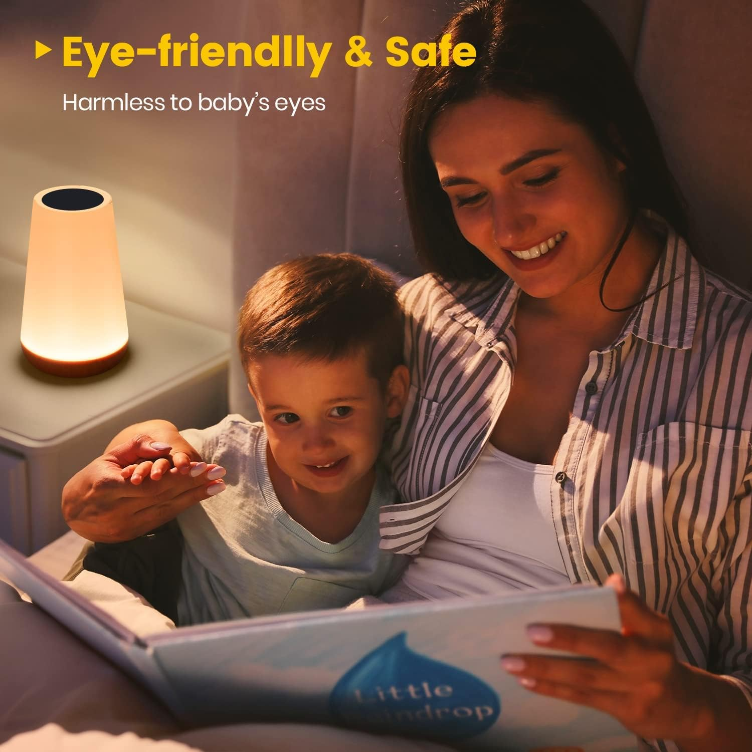 YOXUE Night Light, Dimmable Touch Lamp for Bedroom, Portable Table Bedside Lamp, 5 Brightness & 13 RGB Colors, Night Lights for Bedroom/Baby Nursery/Bathroom//Hallways/Living Room image number 3