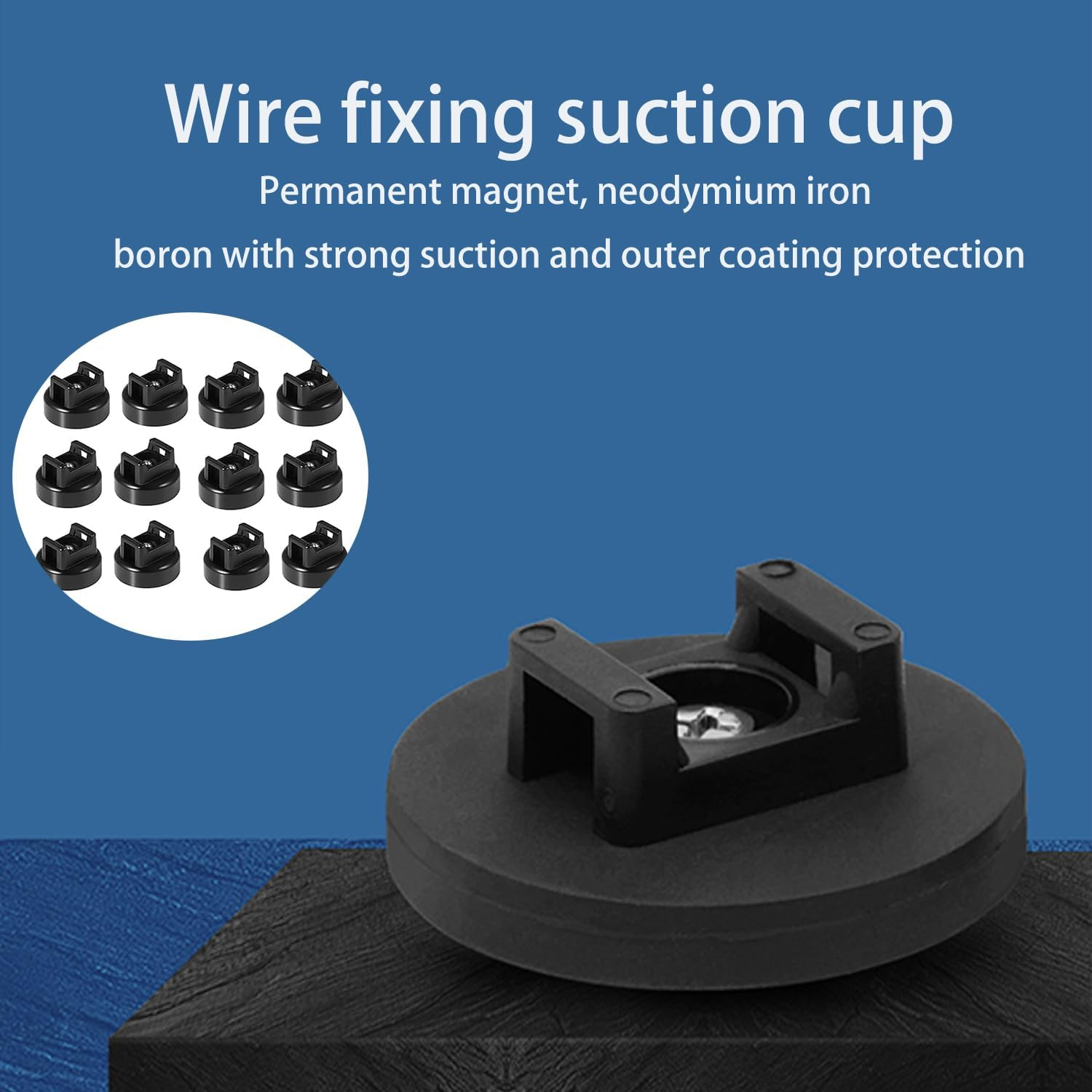 Roczential Magnetic Cable Zip Tie Mount Kit, Magnetic Zip Tie Mount, Magnetics Wire Holder, Strong Magnetics Wire Mounts Base with Nylon Zips Ties, for Cable Management (10Pcs,) (22Mm)