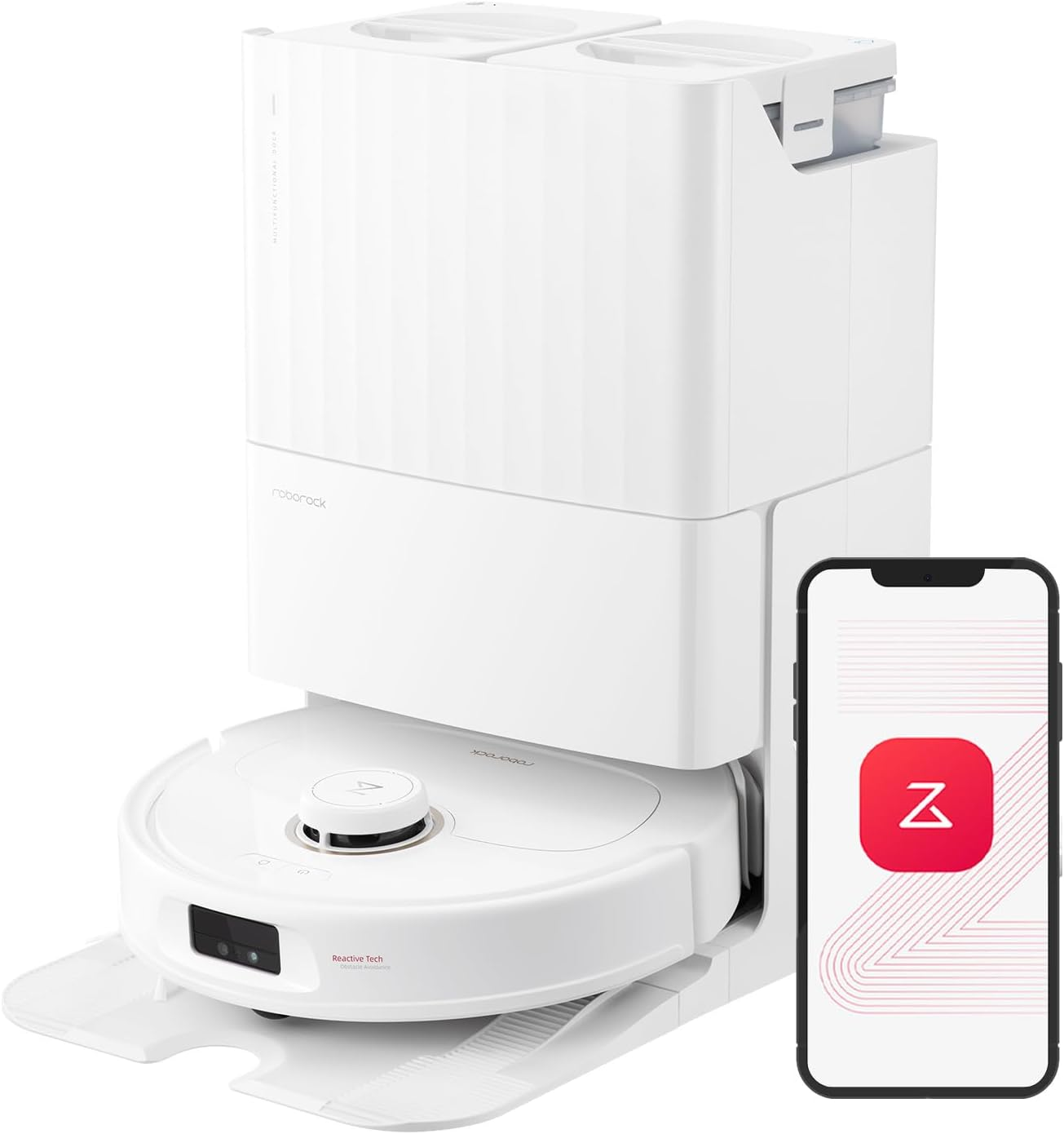 Roborock Qrevo Maxv Robot Vacuum, 7000Pa Suction, Auto Tank Refilling, Auto Dust Emptying, Double Spinning Mop, Reactive Tech Obstacle Avoidance, White image number 3