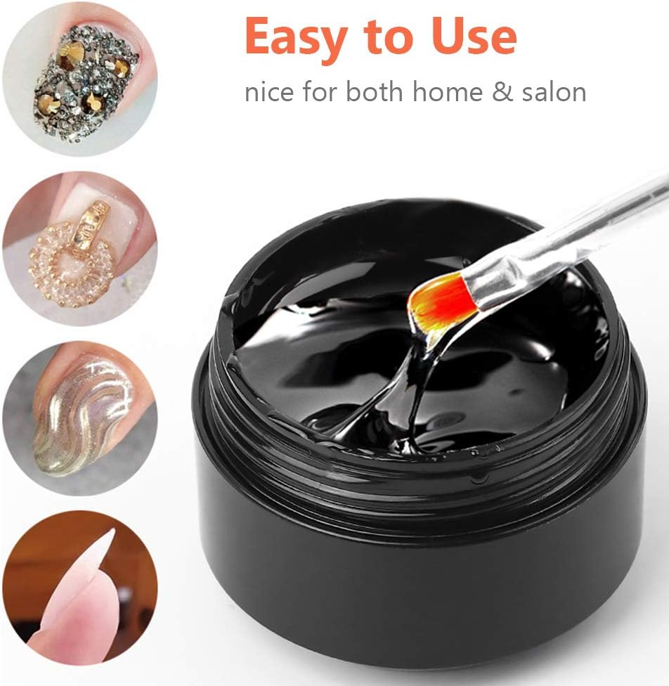 Blueaoq Nail Rhinestone Glue,Nail Art Rhinestone Glue 4-In-1 Nail Extension Gel Adhesive Gem Jewelry Diamond Polish UV Gel Nail Art Glue Nail Salon Tool