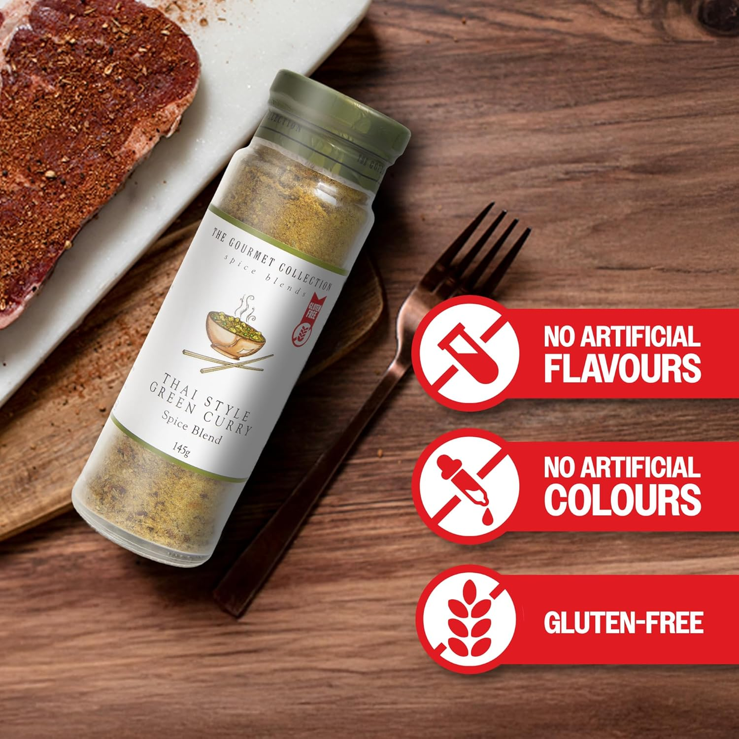 The Gourmet Collection Thai Style Green Curry Spice Blend, 145G &ndash; Gourmet Seasoning for Curries & Meats, Flavoured Spice Mix, Cooking Spices, Gluten Free, No Artificial Flavours or Colours image number 4
