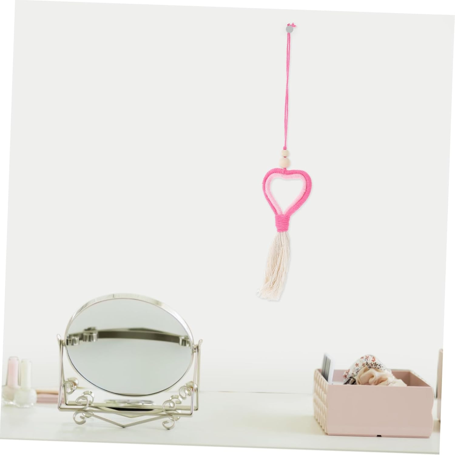 Heart Wool Felt Tassel Pendant Pink Valentine Decor Hanging Ornament for Party DIY and Romantic Home Decoration image number 4