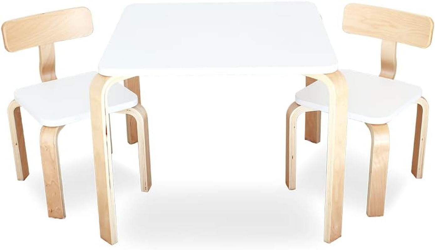 Babyhood Baby Scandi Playing Table and Chairs Set, White/Natural (3 Piece)