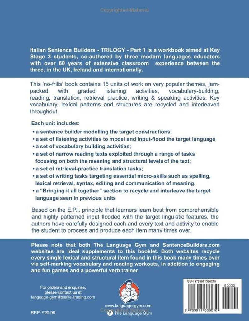 Italian Sentence Builders - TRILOGY - Part I