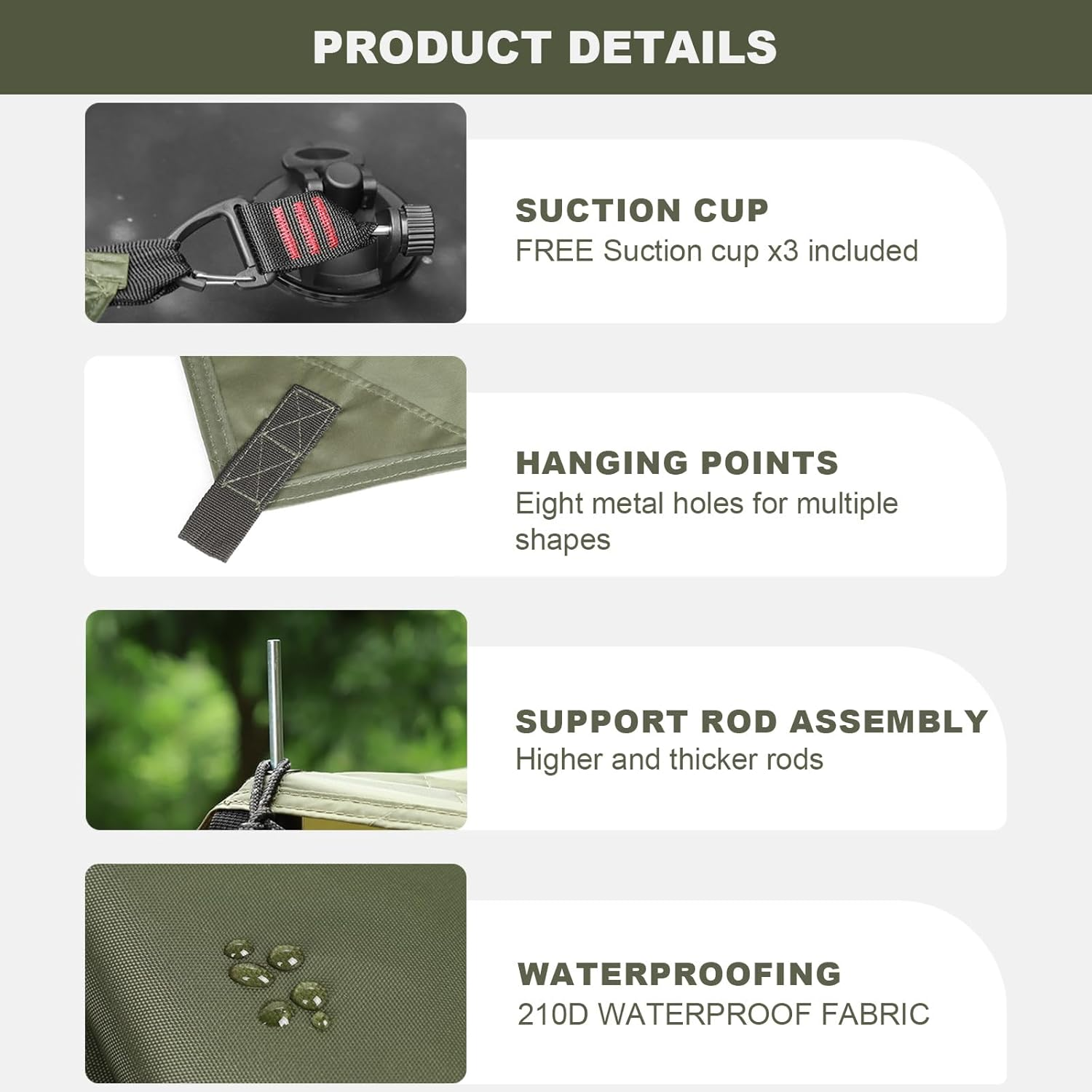 FEIWOOD GEAR Portable Car Awning for SUV, Vehicle Awning for Camping Van Truck, Needn'T Roof Rack Hardwares Waterproof UV50+ image number 3