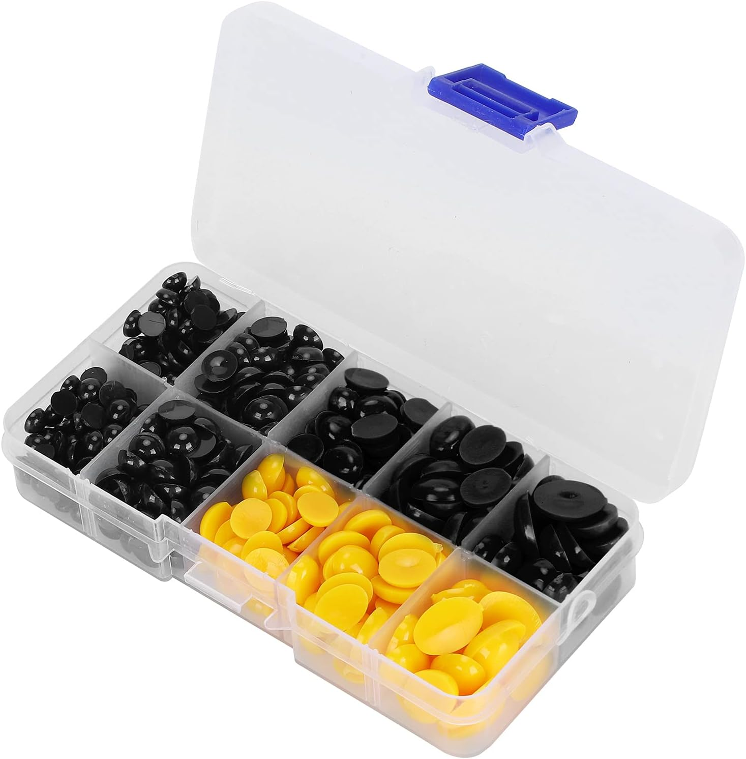 RIZGHWOY Teddy Bear Eyes Noses, Practical Convenient Toy Eyes Noses Wear-Resistant for Teddy Bears for Hand Puppets for Stuffed Animals for Puppet Crafts (580 Pieces per Box (Yellow))