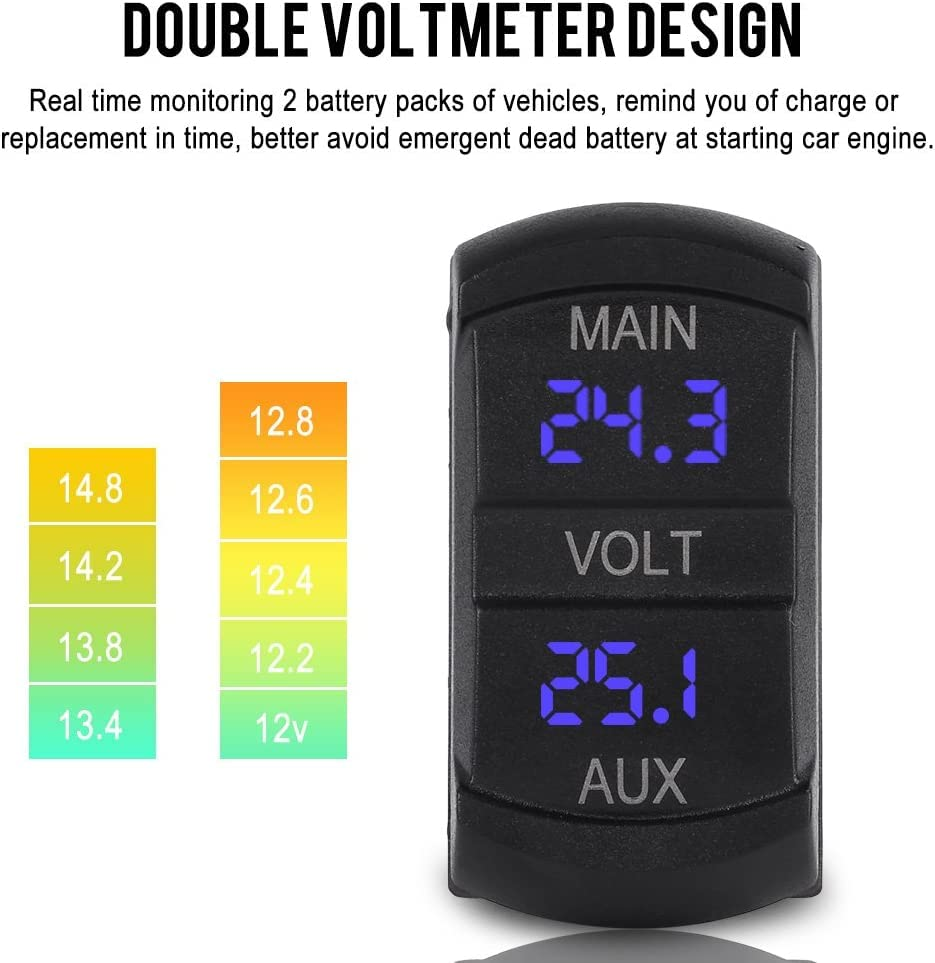 12V Volt Meter Dual Battery Monitor LED Digital Car Boat Voltage Marine Gauge AU image number 6