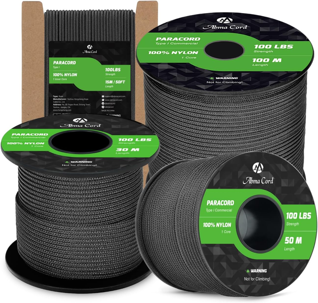 Abma Cord Paracord 2Mm 30M 100% Nylon Rope 1 Strand Type I Parachute Cord - Max. 45Kg (100Lbs) - White