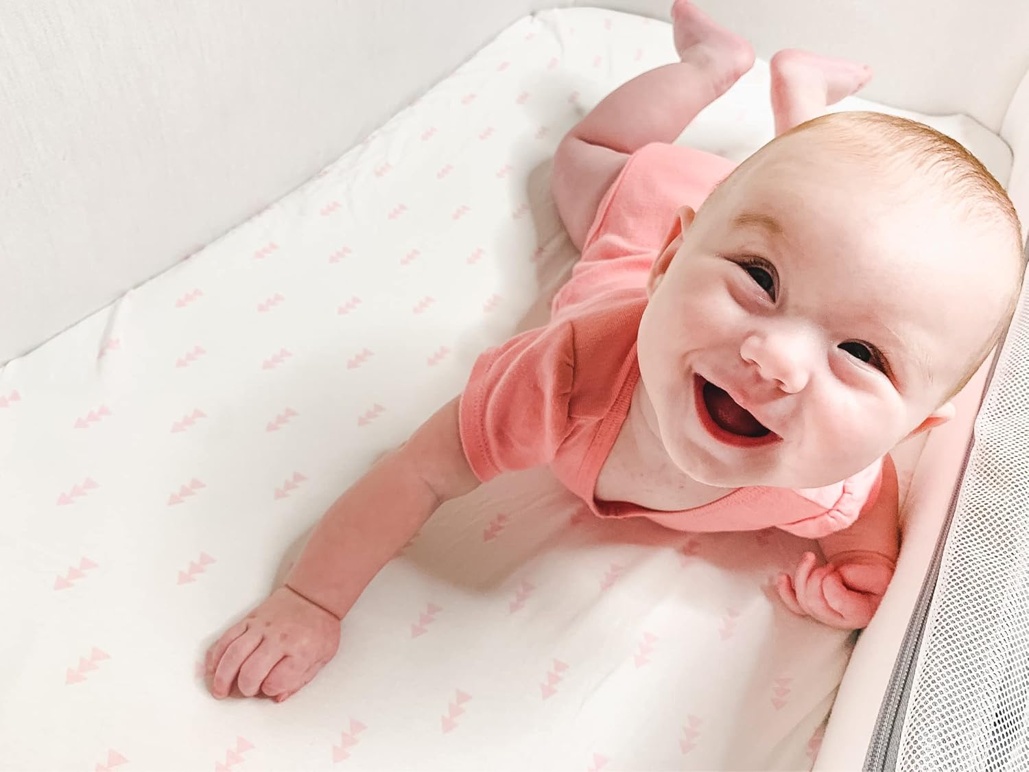 Premium Baby Changing Pad Covers 4 Pack &ndash; Girl &ndash; Pure Cotton Machine Washable Pink and White Changing Table Cover &ndash; Diaper Changing Pad Cover Sheets image number 3