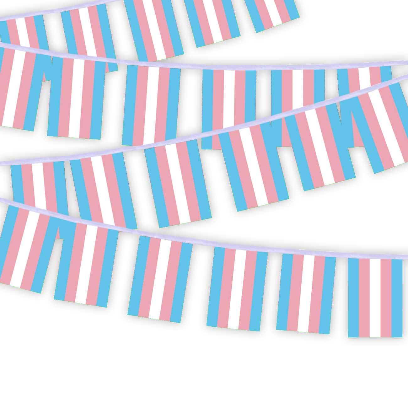 30 PCS Transgender Flag Bunting,33 FT Pride Rainbow LGBTQ National String Decoration, Decor Banner for Outdoor Indoor Patio Yard Classroom Club image number 3