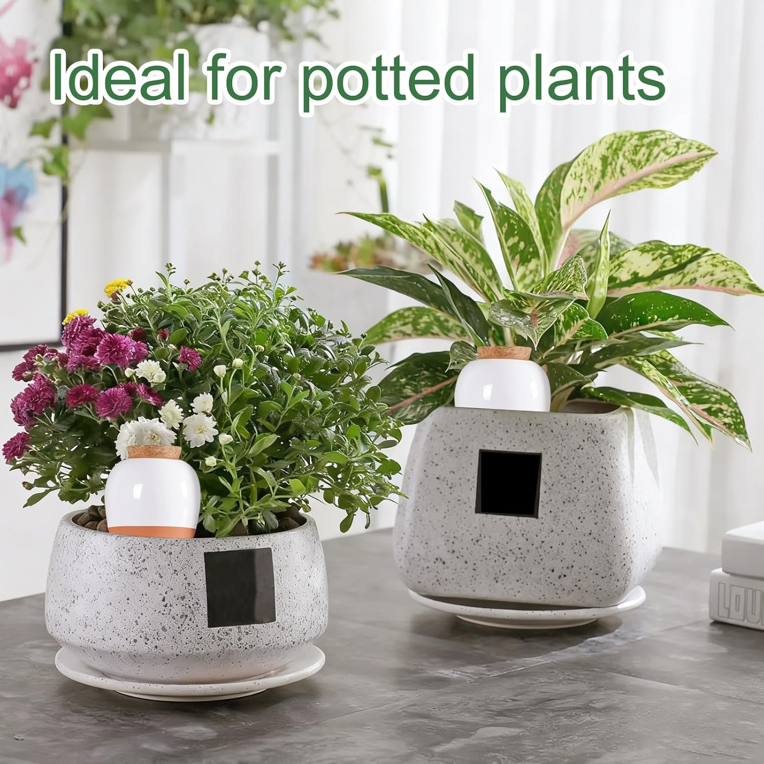 4 Pack Plant Self Watering Spike, 320 Ml Terracotta Watering Spikes with Lid, Self Watering Devices with Slow Release System for Vacation, Auto Olla Plant Waterer for Indoor, Outdoor, Garden, Office image number 3