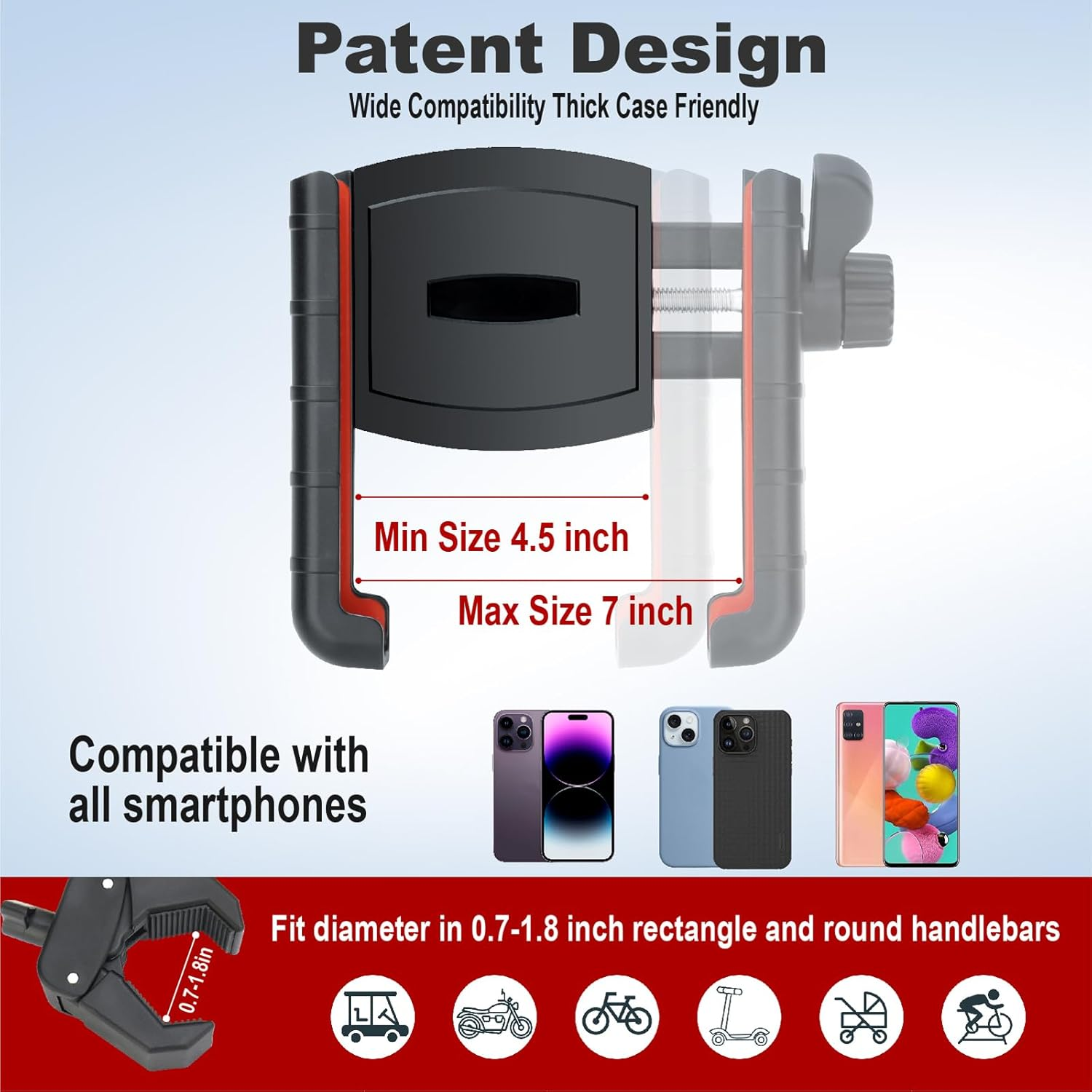 Haxmuti Golf Cart Phone Holder, Cell Phone Holder Mount Compatible with Ezgo/Club Car/Yamaha, Universal Compatible with Iphone Galaxy Google Pixel, Golf Cart Accessories Fit for Smart Phones, Red image number 3