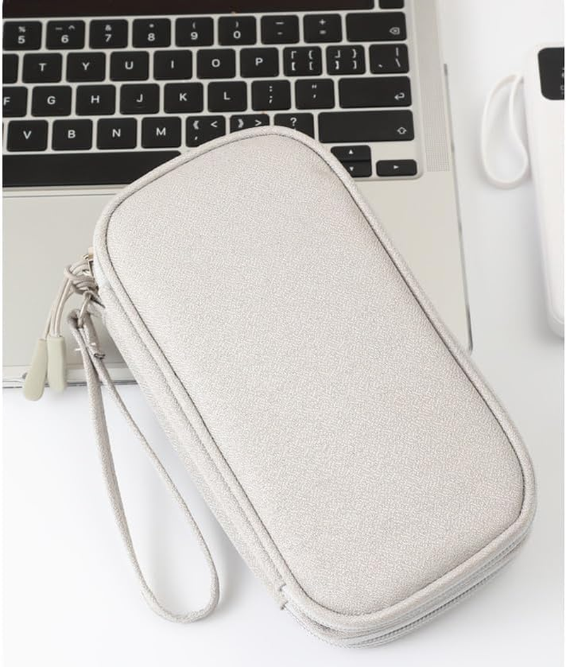 Waterproof Tech Accessories Pouch Bag Data Cable Storage Bag Charger Portable Power Bank Charging Cable Bag Box Digital Organizing Bag (Gray, One Size)