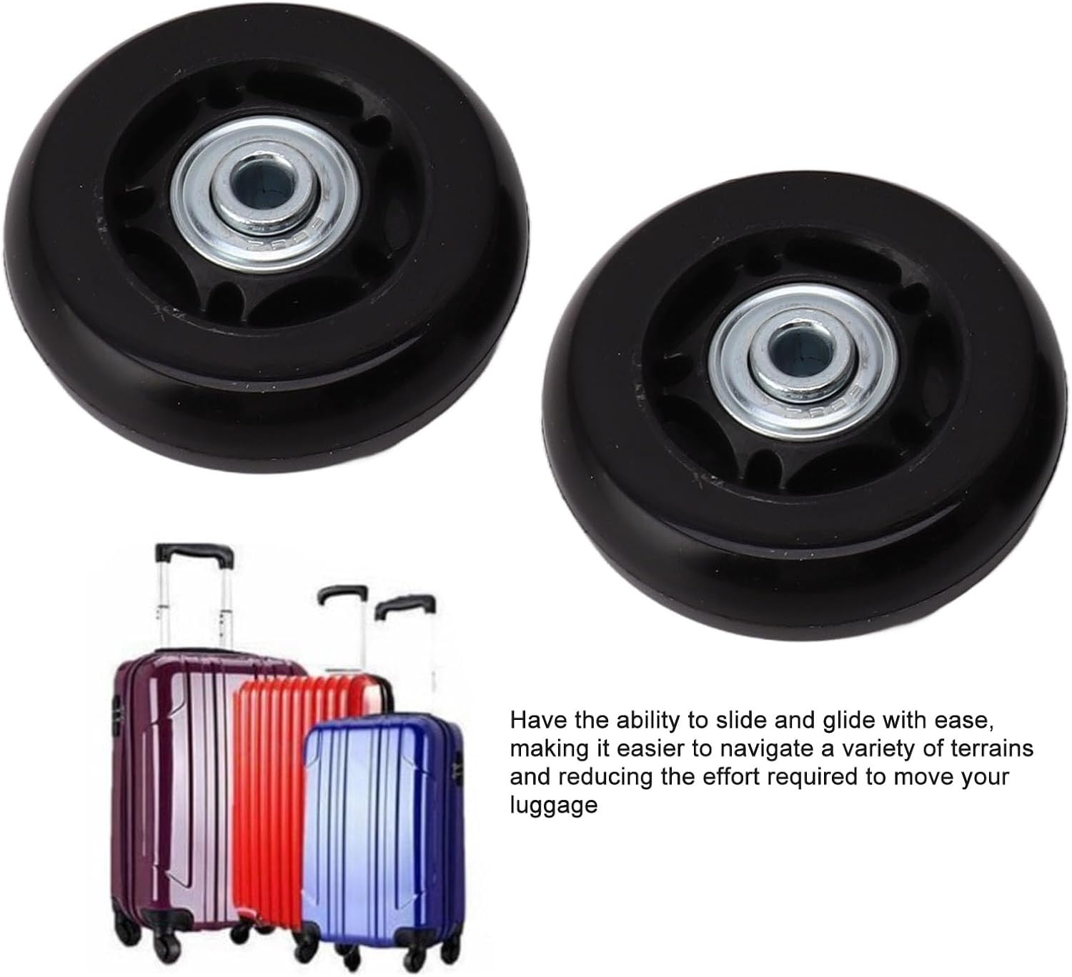 Luggage Suitcase Replacement Wheels, Rubber Swivel Caster Wheels Bearings Repair Kits, a Set of 2 (70X24Mm / 2.8X0.9In) image number 6