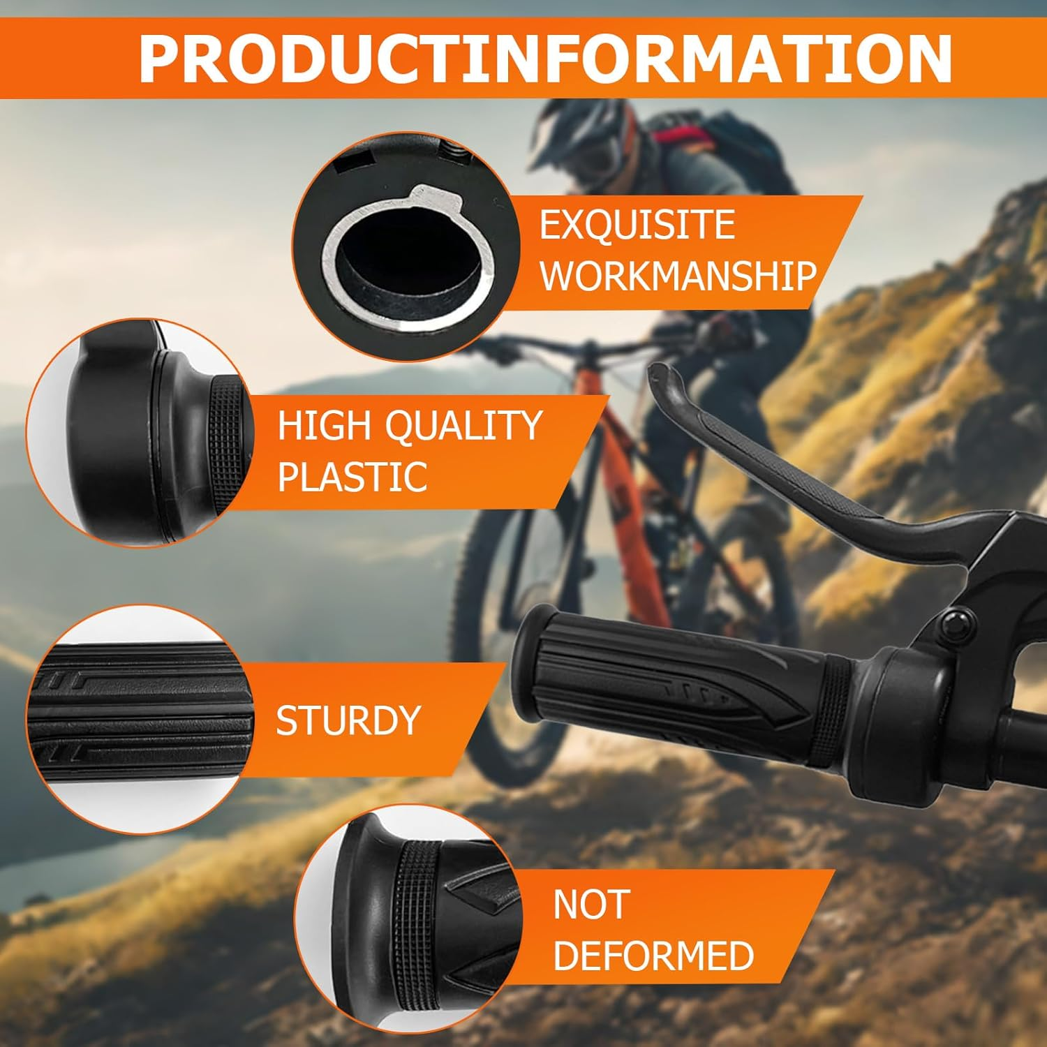 Electric Bike Full Twist Throttle, 24V 36V 48V 60V 72V Right Handle Throttle with 3 Pin Waterproof Connector for Folding Electric Scooter, Ebike or Motorcycle image number 6