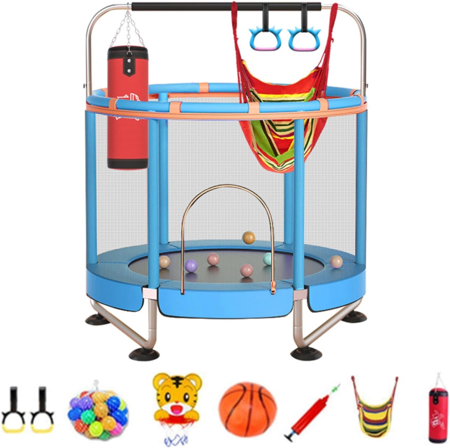 Xcjump Small Trampoline, 55 FT Kids Trampolines for Toddlers Indoor, Toddler, Children'S Trampoline with Net Birthday Gifts for Boy Girl (Blue) image number 2