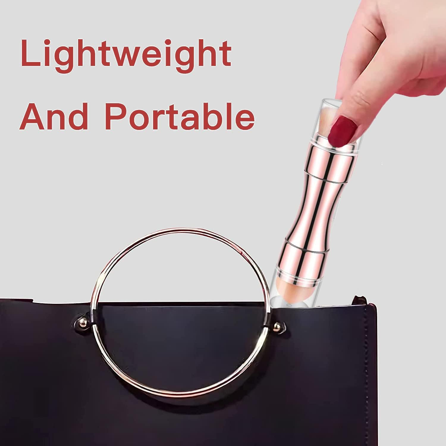 Bling Toman 4 in 1 Makeup Brush, Eyeshadow Eye Lip Face Concealing Blush Foundation Brush All in One Retractable Travel Size Makeup Brush Set (Rose Gold Brush) - Gold image number 3