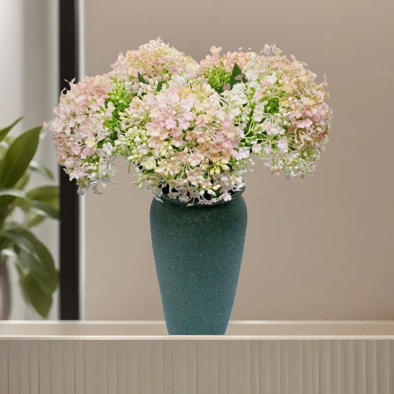 Virellisee 6 Pack Artificial Hydrangea Flowers 19 Inch Fake Plastic Floral Arrangements for Outdoor Indoor Wedding Christmas Home Office Table Decor (Pink) image number 1