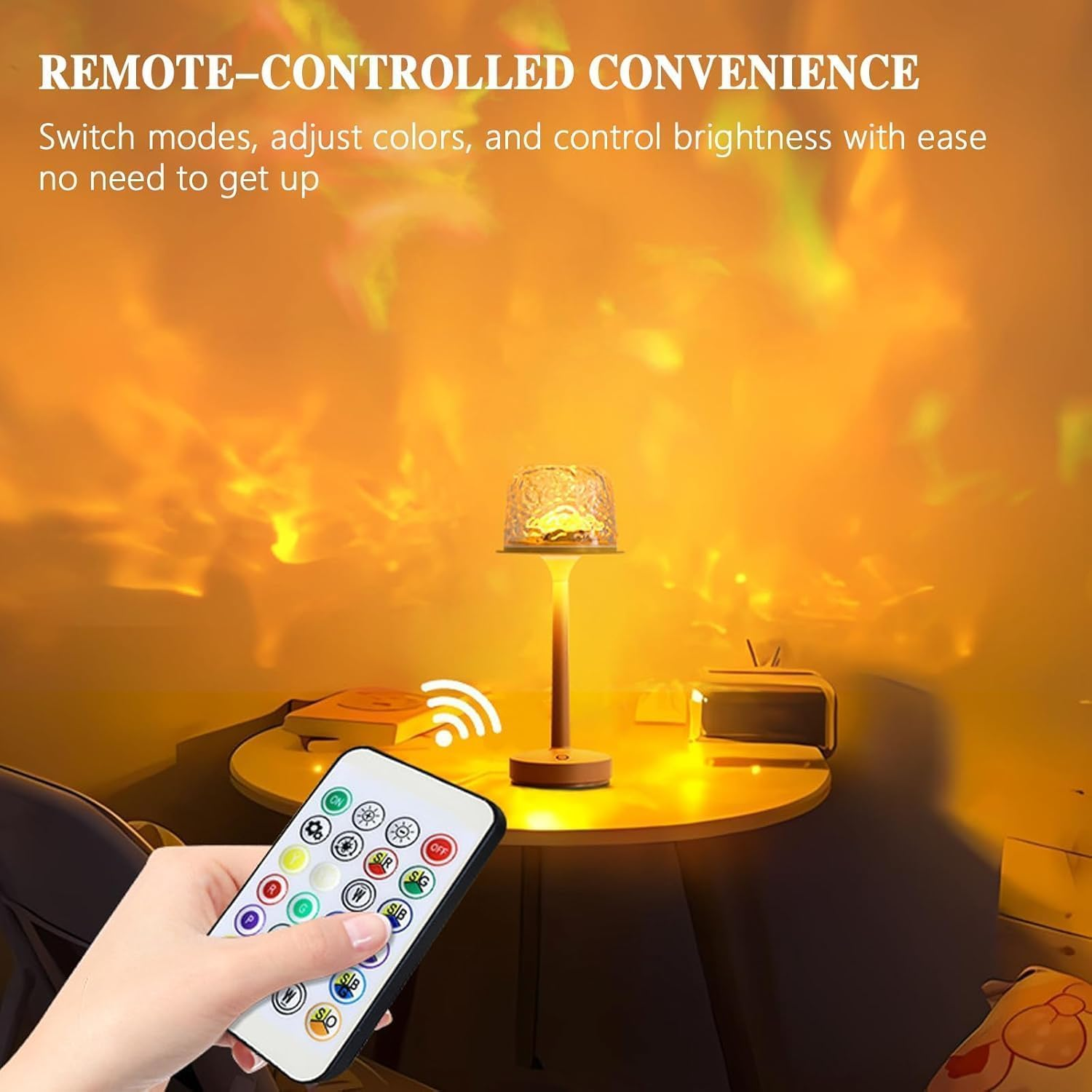 Rippleglow Dual-Mode Ambient Lamp, Soft Lighting or Immersive Ripple Projection, Remote and Manual Dual Control, for Bedroom, Home Decorate (C#1) image number 5