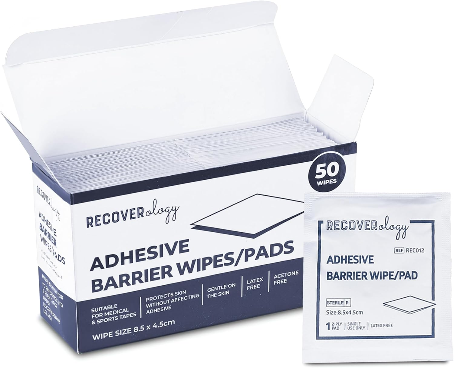 Adhesive Barrier Wipes | Pack of 50 Pads | Skin Protective Barrier Wipes | Improves Tacky Effect of Attachments on Skin | Non Sting | Acetone Free image number 1