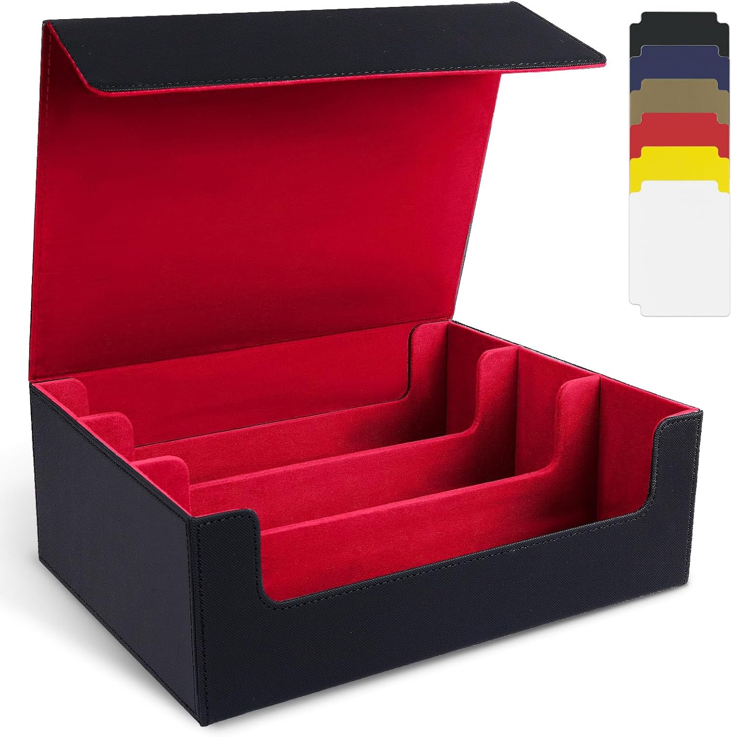 Card Deck Case for Trading Cards, 1800+ PU Leather Magnetic Commander Deck Case,Magic Card Protectors Box Fit for Yugioh, MTG and Sport Cards-Red