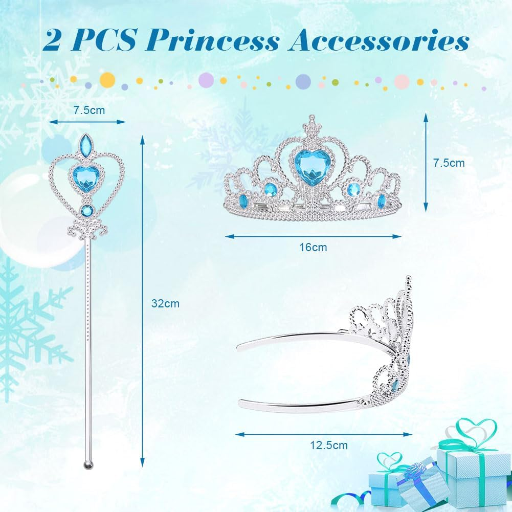 ACWOO Princess Costumes for Girls, Light up Magical Snow Princess Dress, Light up Princess Dress Girls, Christmas Halloween Elsa Dress with LED, Princess Fancy Dress for Birthday, Cosplay image number 5