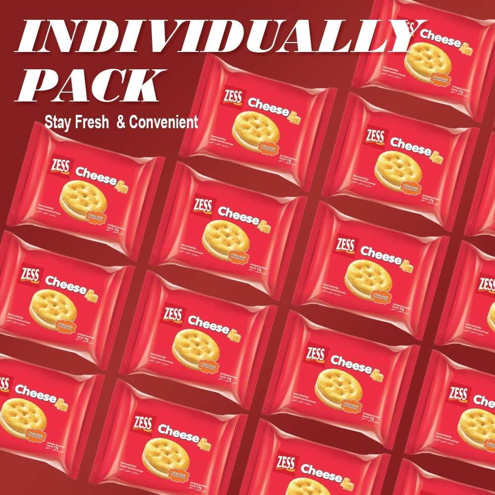 ZESS Cheese Sandwich Crackers, Cheesy Biscuit Sandwiches Snack 18 Individually Wrapped Packs Office and Kids Snack on the Go Snack for School Trip 612G image number 5