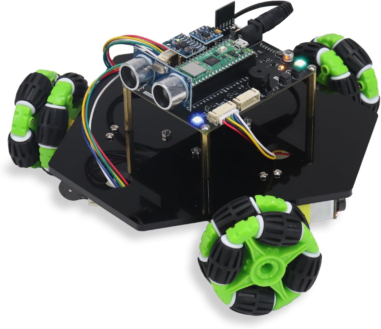 Freenove Omni Wheel Car Kit for Raspberry Pi Pico (Included), Dual-Core Arm Cortex-M0+ Microcontroller, 3 and 4 Wheel Forms, Accelerometer Module, Compass Module, Ultrasonic Distance Sensor