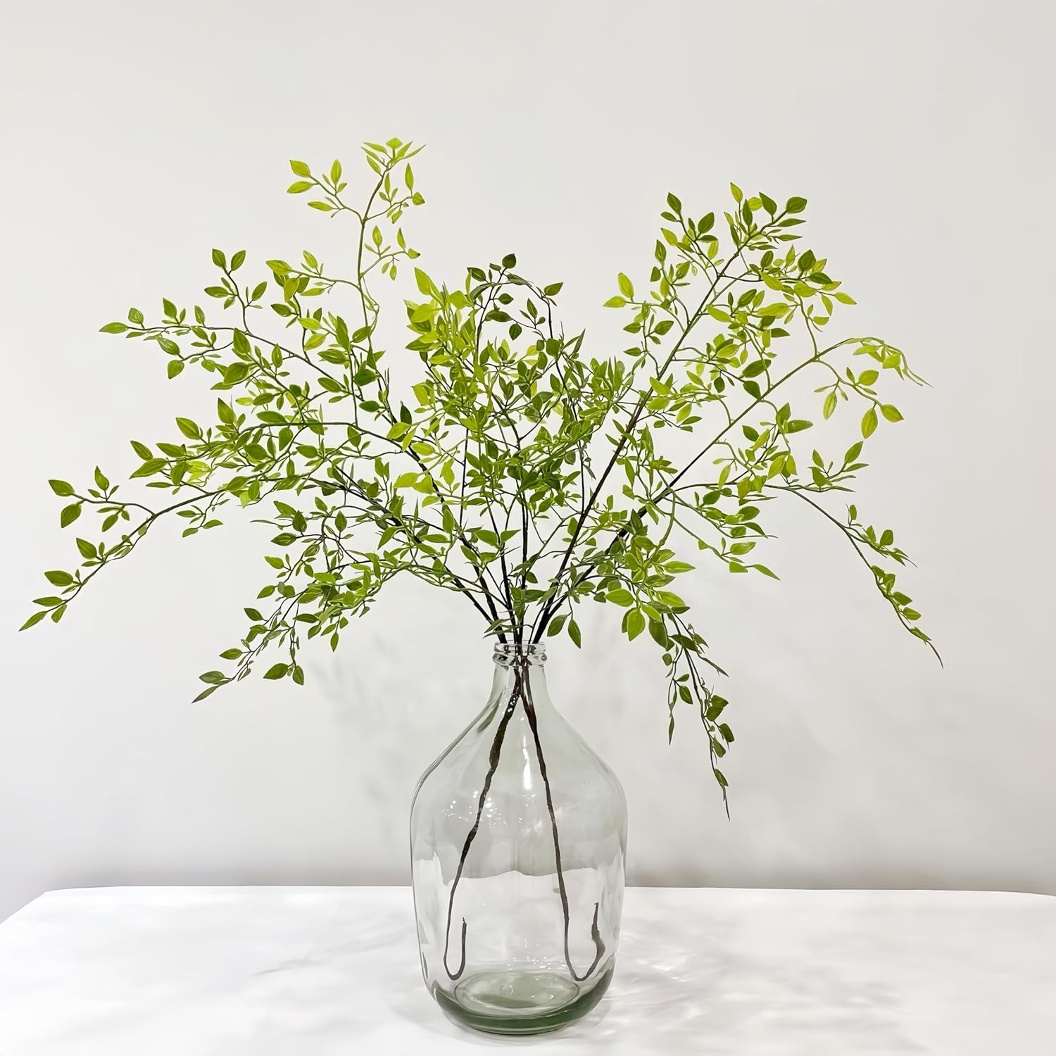 3 PCS Artificial Branches 43.3 Inch Summer Autumn Artificial Bamboo Leaves Fake Faux Plastic Greenery Stem Plants for Indoor Outdoor Table Centerpiece Wedding Garden Home Decor, Green image number 1