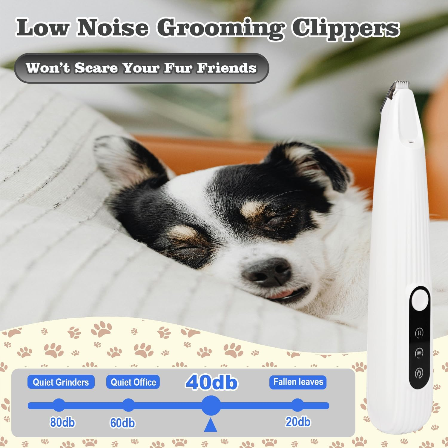 SZMDLX Dog Paw Trimmer with LED Light, 9Mm Blade, Low Noise, Rechargeable Pet Clipper for Dogs, Cats, Rabbits, Grooming for Paws, Ears, Face, Rump image number 5
