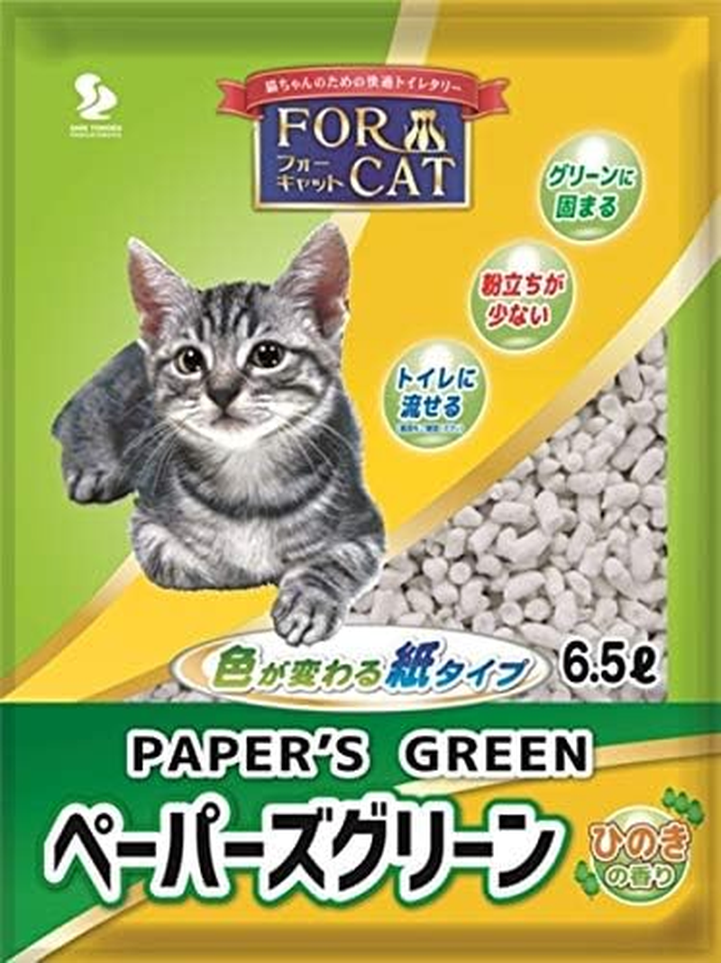 Shin-Tohoku Chemical Industries Cat Litter, Paper Green Cypress Scent, 1.2 Gal (6.5 L) X 6 Packs (Sold by Case)
