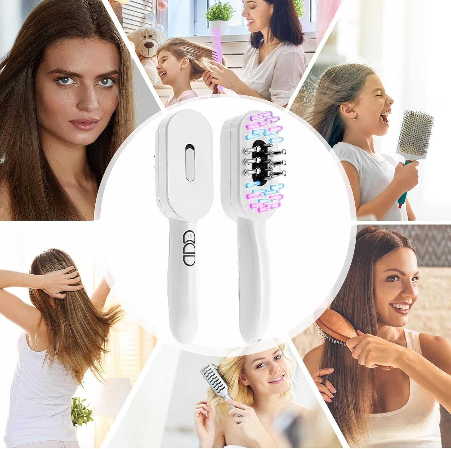 Lisutupode Electric Hair Comb - Hair Massage Comb with Red Blue Light - Daily Massager with Oil Filling Hole for Adults Girls Women Mother Wife Home Salon Dorm image number 2