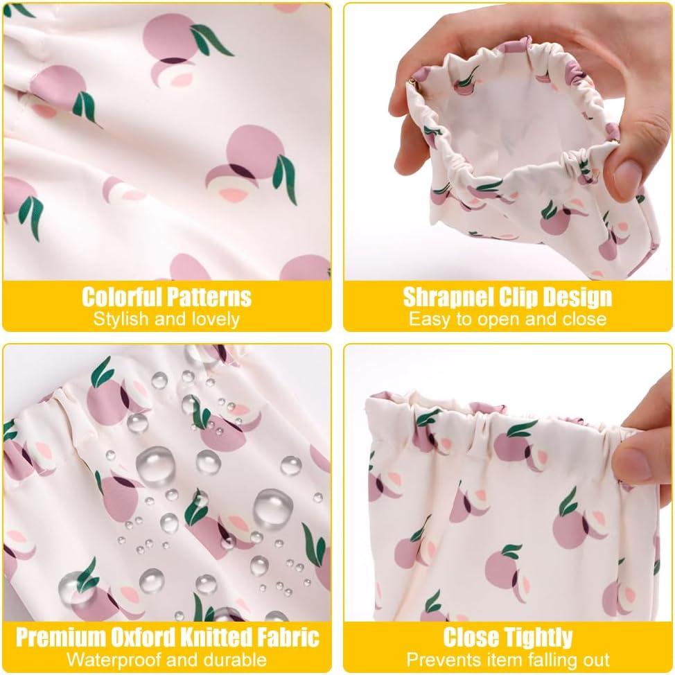 Pocket Cosmetic Bag, 6PCS Mini Makeup Bag for Purse, Waterproof Portable Cute Printed Travel Makeup Pouch, No Zipper Self-Closing Purse Organizer Bag for Lipstick Headphones Jewelry image number 3