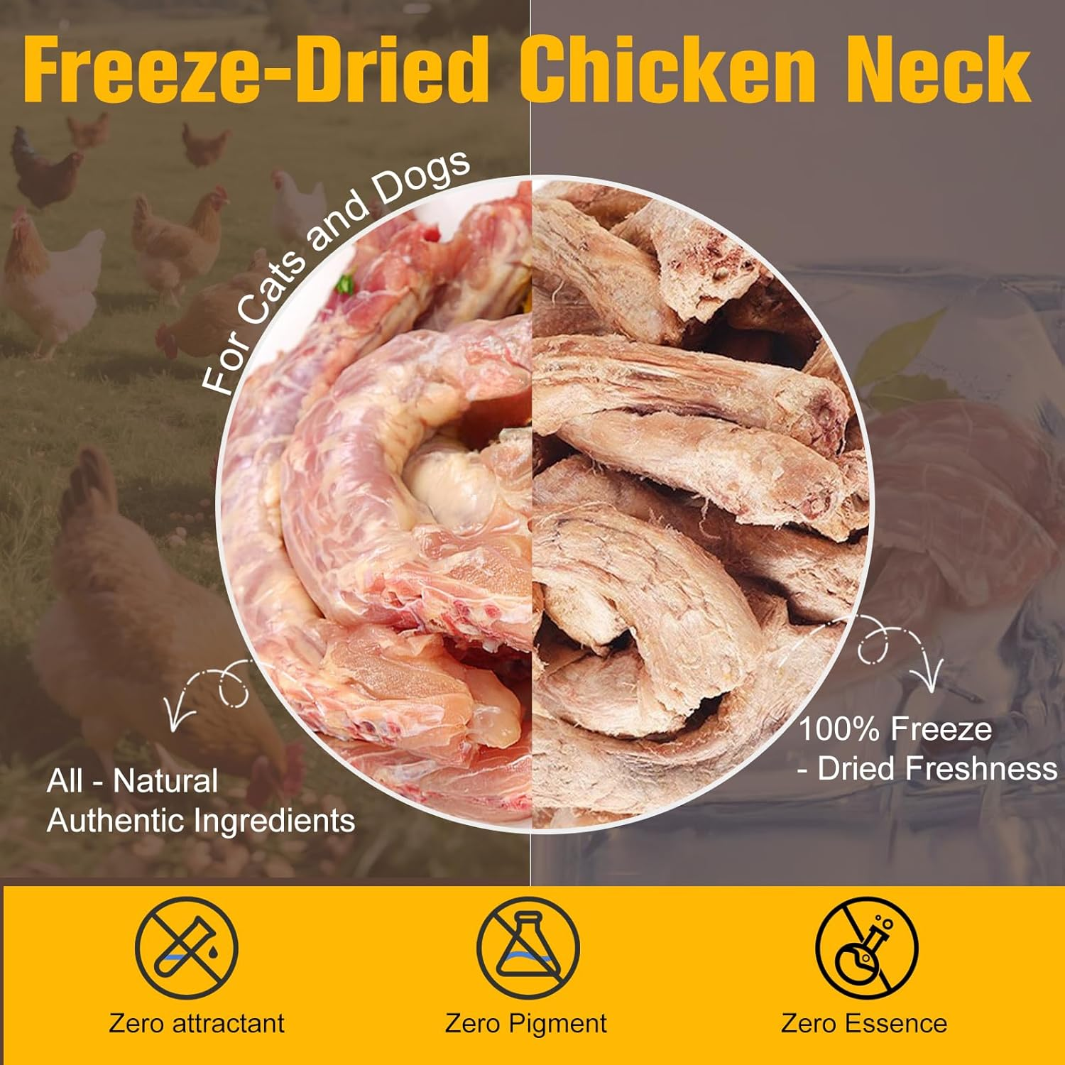 Freeze - Dried Chicken Necks for Cats & Dogs | Teeth Grinding & 0 Additives | 200G (7.05Oz) (XS) image number 2