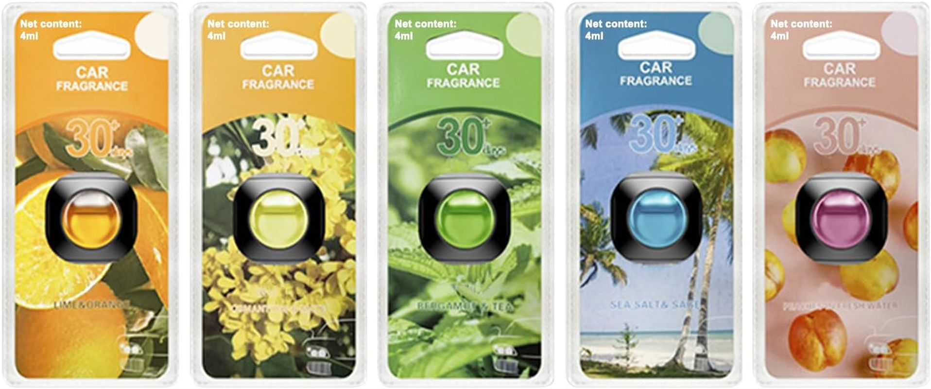 Five Different Scent Car Air Freshener Clip, 5Car Freshener Vent Clips, 4G Each, Long Lasting Air Freshener for Car, up to 250 Days Car Refresher Odor Eliminator
