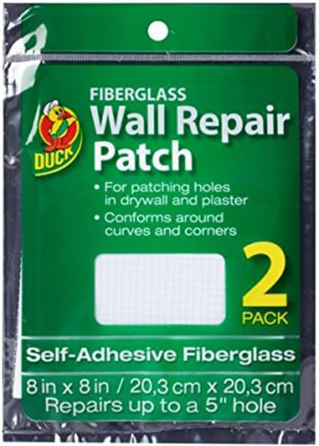 Duck Brand Fiberglass Wall Repair Patch, White, 8 Inches X 8 Inches, 2 Pack (283997) image number 2