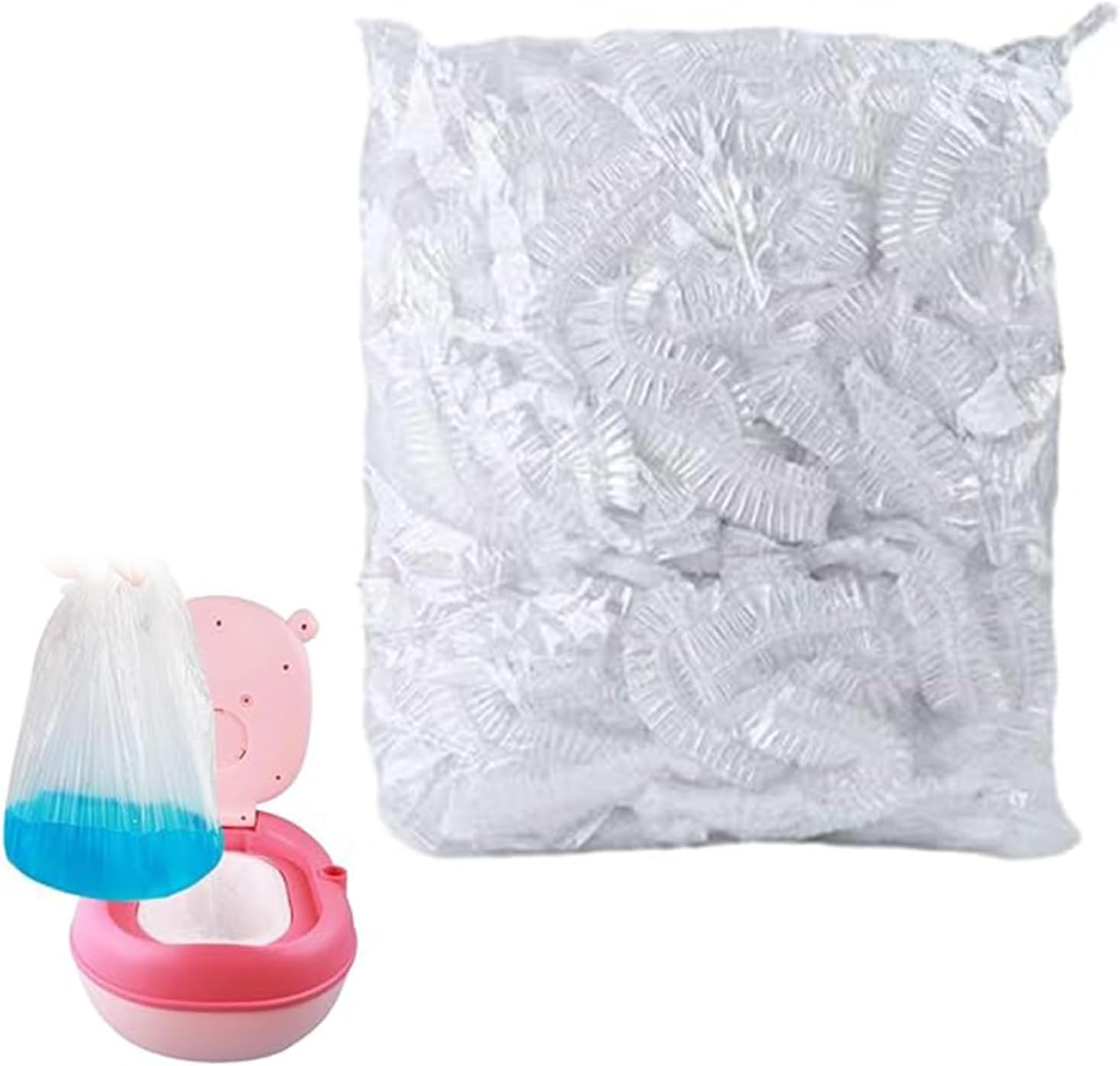 MIUPOO Potty Chair Liners with Elastic, Portable Potty Training Bags, Potty Refill Liners Disposable for Toddlers Kids and Baby,Toilet Seat Cover,100 Pieces,19X8 Inches,Black