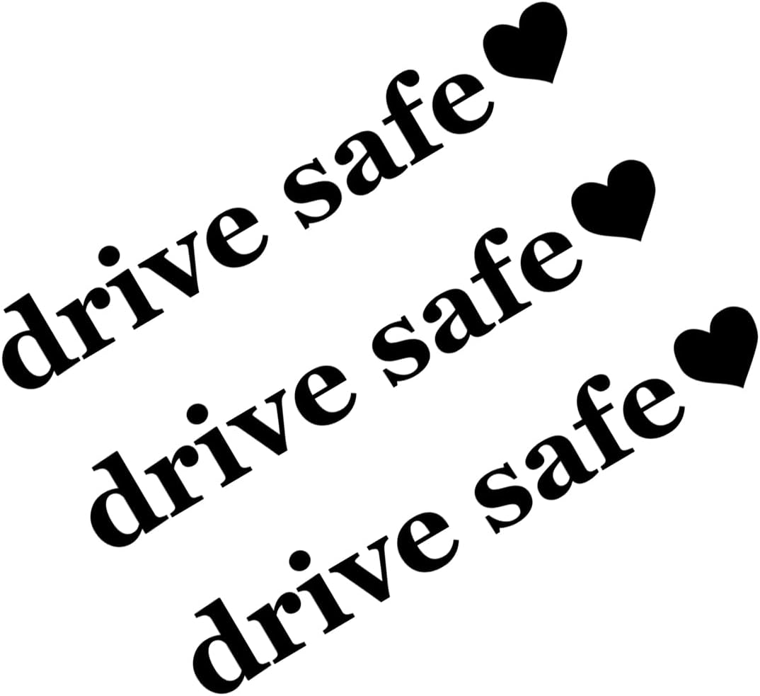 BELOMI Drive Safe Heart Mirror Decal, 3 PCS Car Rearview Mirror Window Windshield Letter Sticker, Funny Cute Reflective Sticker for Girlfriend Relationship Boyfriend, Car Accessories (Black)