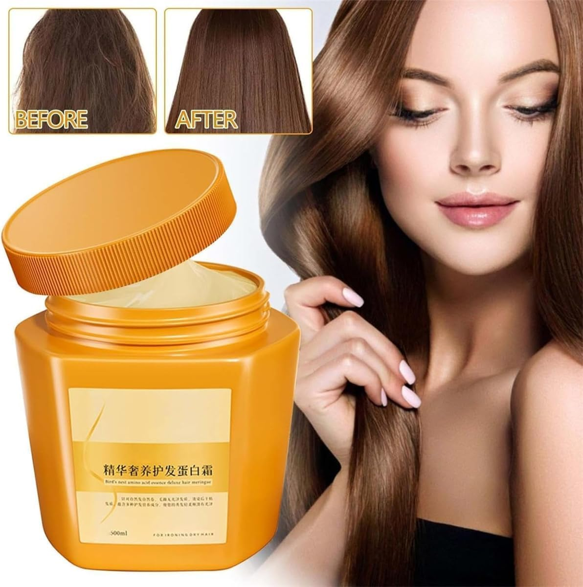 Amino Acid Essence Luxury Nourishing Hair Protein Cream,Repairing Essence Hair Mask,Amino Acid Moisturizing Repair Hair Care Conditioner 500Ml