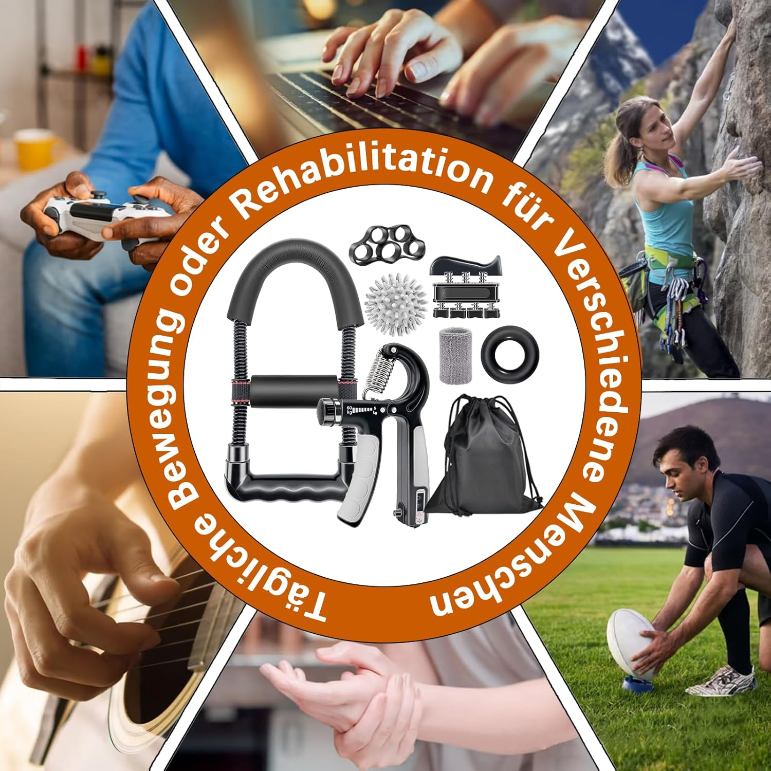 Hand Trainer, Finger Trainer, Forearm Trainer, Grip Strength, Wrist Trainer Set, Hand Strength, Finger Grip Strength Training Device with Massage Ball, Hand Muscle Trainer for Climbing, Stress image number 4