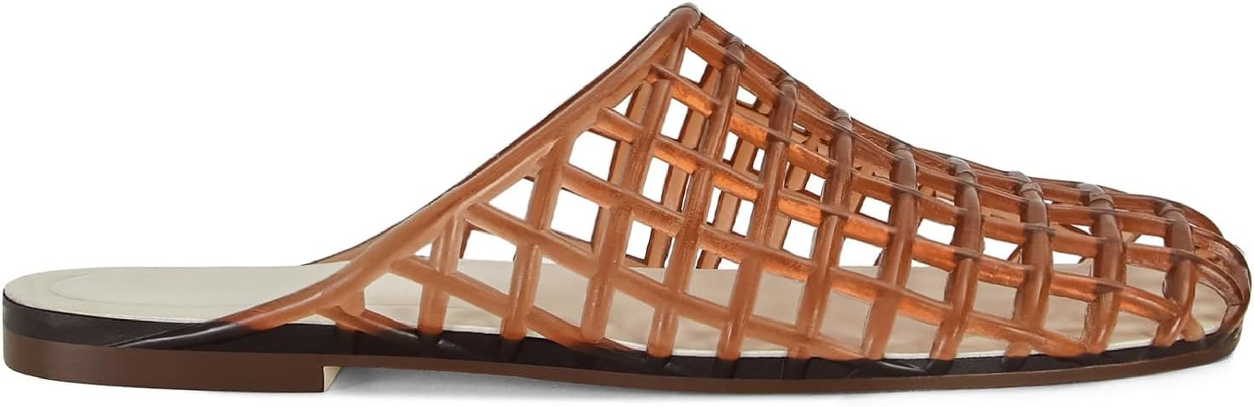 MAIJED Clear Jelly Flats for Women Closed Toe Mesh Hollow Jellies Mule Sandals Slip on Jelly Slides Casual Comfortable Summer Beach Slipper Sandals