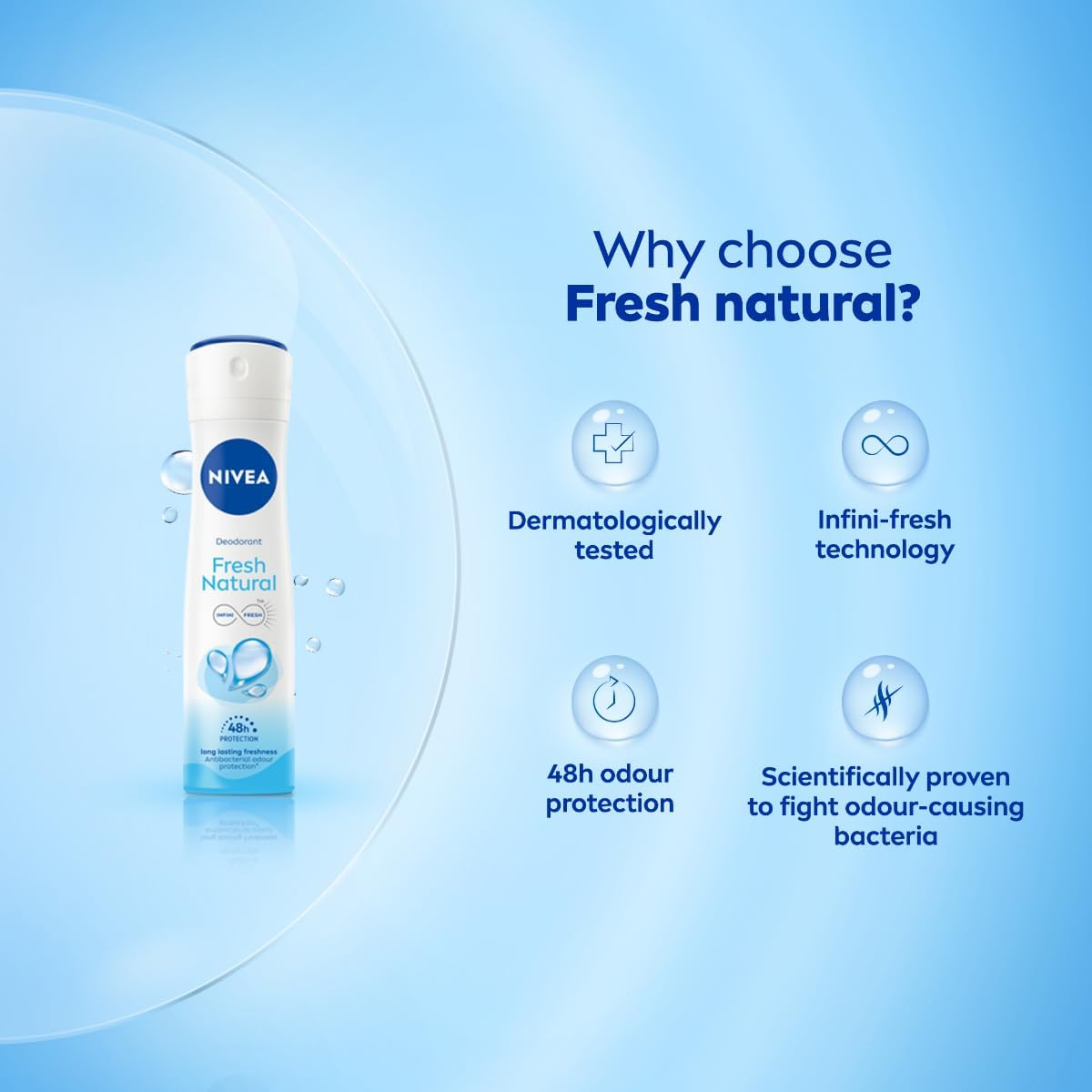 Nivea Fresh Natural Deodorant for Women, 150Ml image number 3