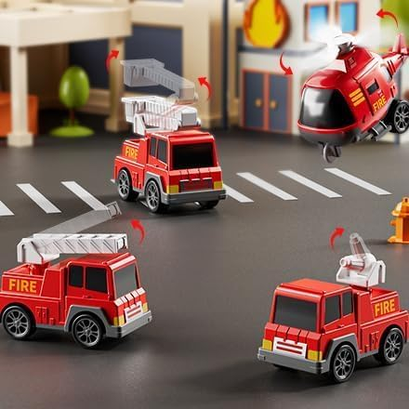 JUKUDAHU 5-In-1 Fire Trucks Car Toys for Kids 2 3 4 5 6 7 Years Old - Transport Vehicle Carrier Truck for Toddlers 3-5 Year Old, Boy Trucks Play Sets, Kids Gifts Toys for Boys Girls Aged 4-6 5-7 image number 1