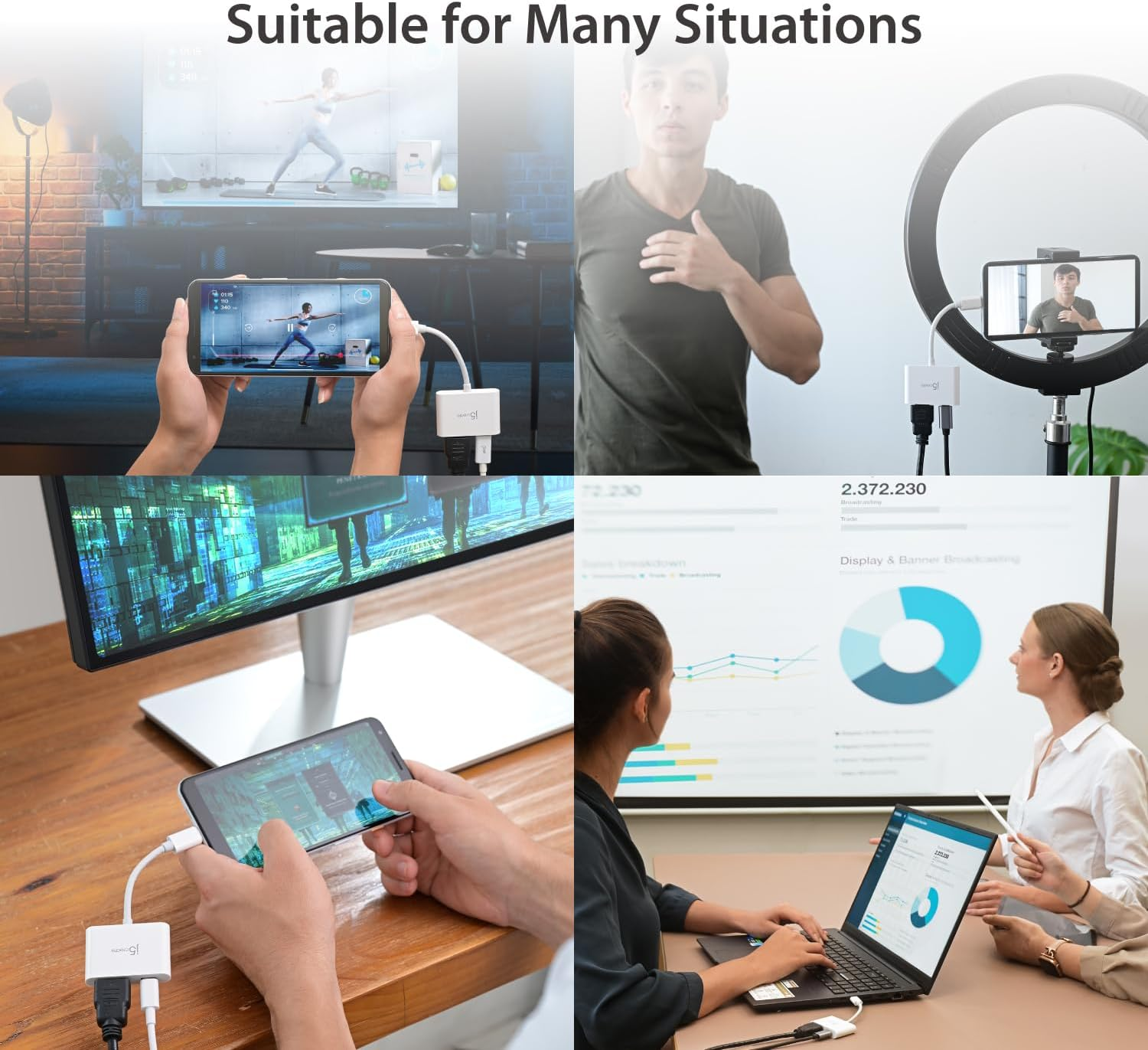 J5Create USB-C to 4K HDMI Adapter with Power Delivery, Supports 4K UHD Video, Passthrough Power up to 100W for Connected Devices, Compatible with Macbook, Ipad, Smartphone, Laptop